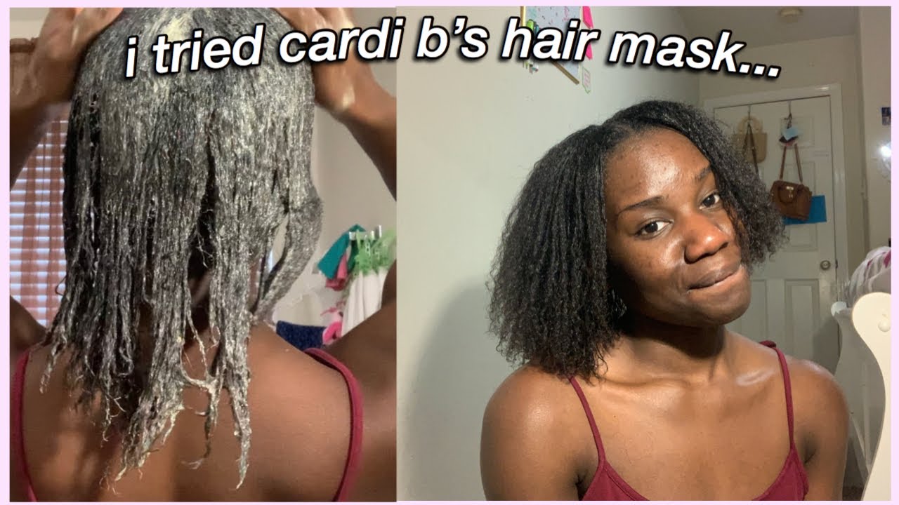 I tired the Cardi B hair mask on my relaxed hair YouTube