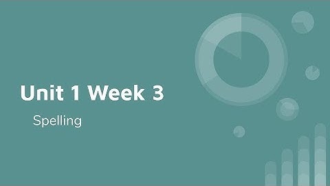Unit 1 Week 3 Spelling
