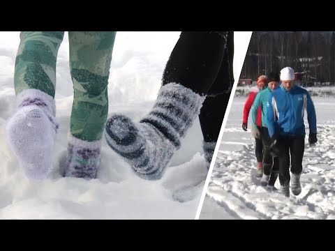 Why Are These Runners Only Wearing Socks in the Snow?