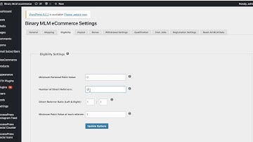Binary MLM eCommerce | Eligibility Settings