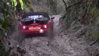 Lands End Trial 2018 Crackington - Car  114 Mazda MX5 - there goes the restart board..