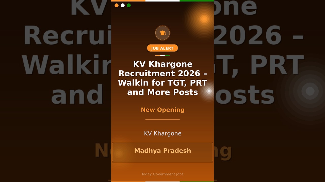 KV Khargone Recruitment 2026 – Walkin for TGT, PRT and More Posts