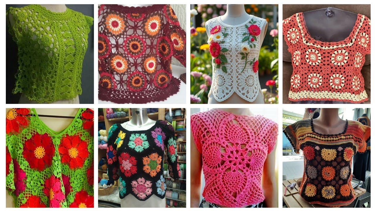 Более 100 привлекательных и стильных дизайнов вязаных крючком блузок/блузок для жакетов/сари и пл...