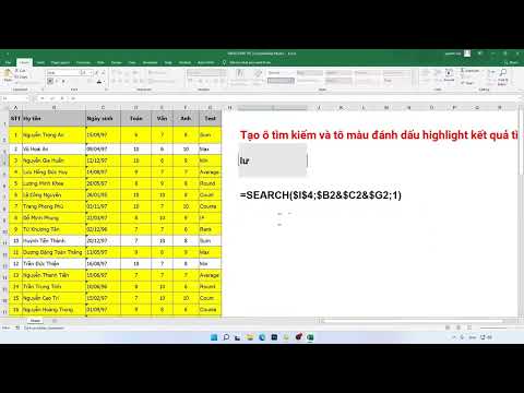 Tạo Ô Tìm kiếm và Tô màu đánh dấu Highlight kết quả tìm kiếm trong Excel