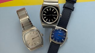 3 Affordable Rectangular Watches Timex 1983, Tissot Stylist, Brew Metric Lite