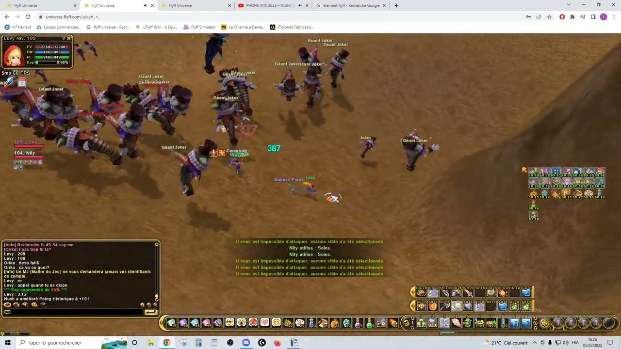 Flyff universe Pexing 109 top2 Serv Génèse.