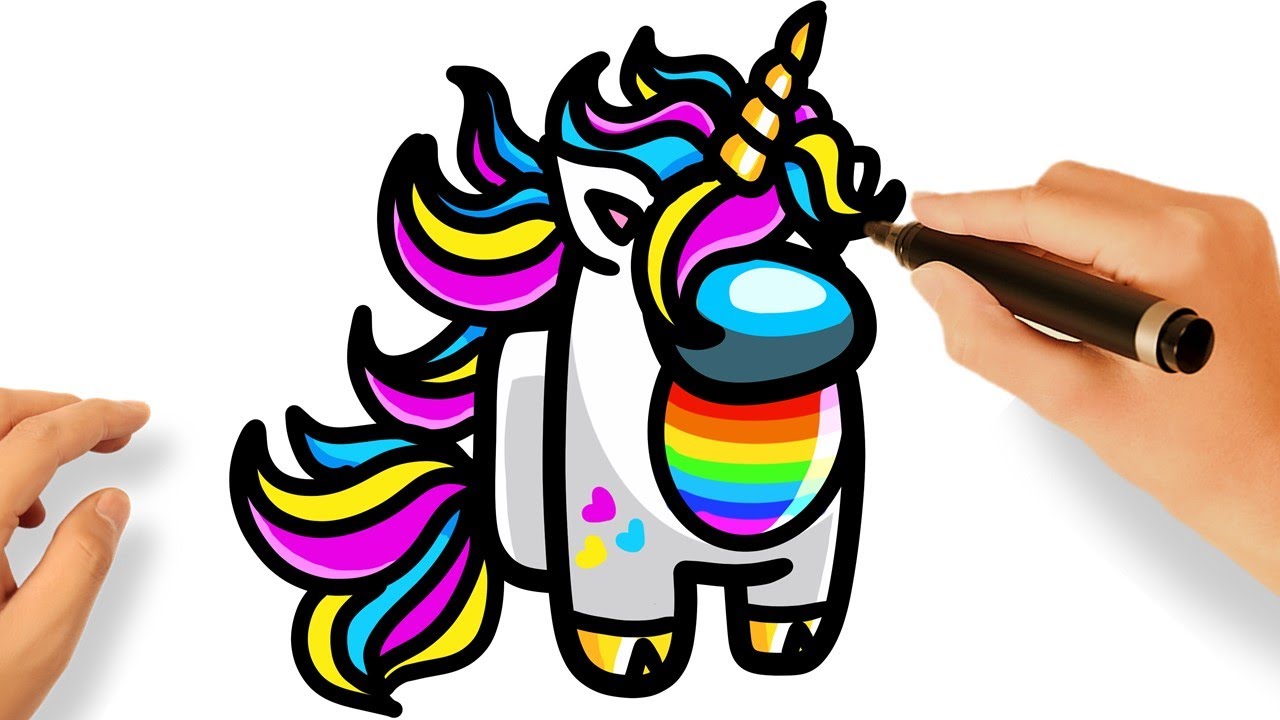 CARA MENGGAMBAR AMONG US UNICORN - YouTube