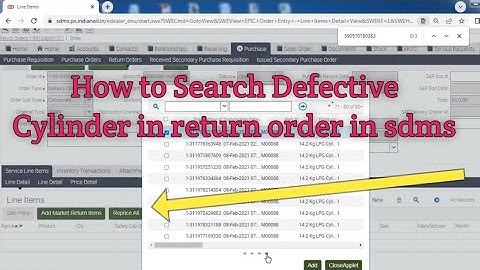 How to add Defective Cylinder from add market return items in erv. Search Defective Cylinder.