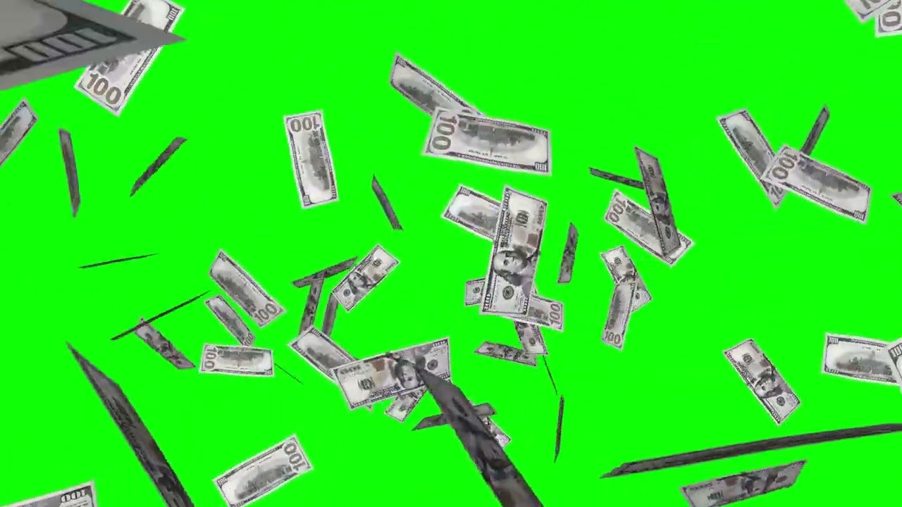 American 100 Dollars Cash Bills Exploding On Green Screen
