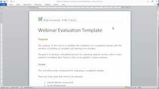 Webinar Evaluation Template