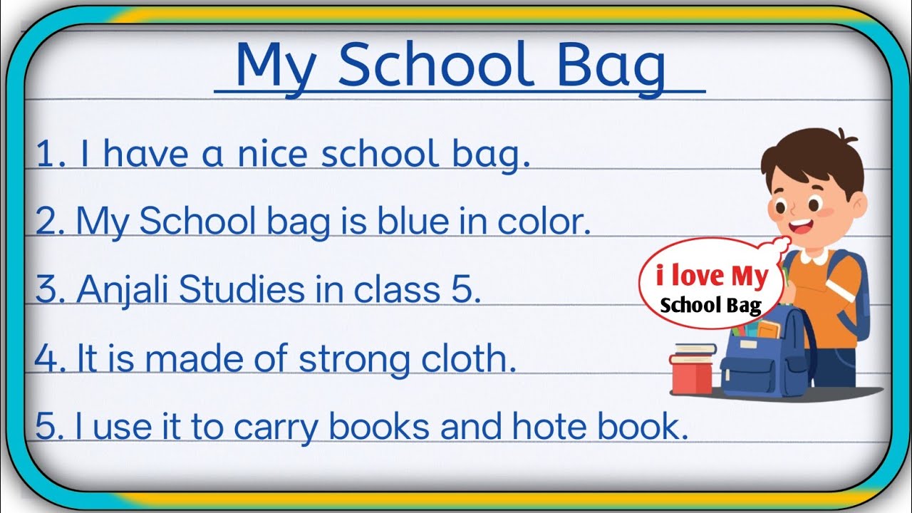 10 lines on My school bag essay writing |Essay on my schoolbag in English | My school bag essay