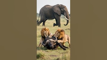 🐘 Elephant Charges to Save Buffalo from Lions! 🦁💥