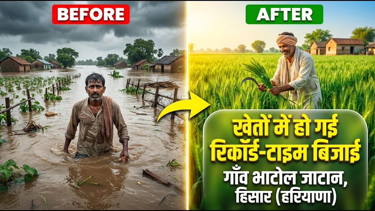 गाँव भाटोल जाटान, हिसार (हरियाणा) में पानी हटते ही खेतों में हो गई रिकॉर्ड-टाइम बिजाई | Bhatol Jatan