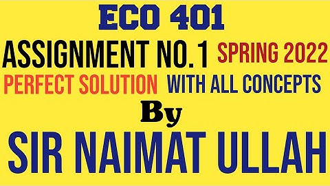 ECO401 Assignment 1 Spring 2022 Solution|ECO 401|Assignment|Spring 2022|Solution|Virtual University.