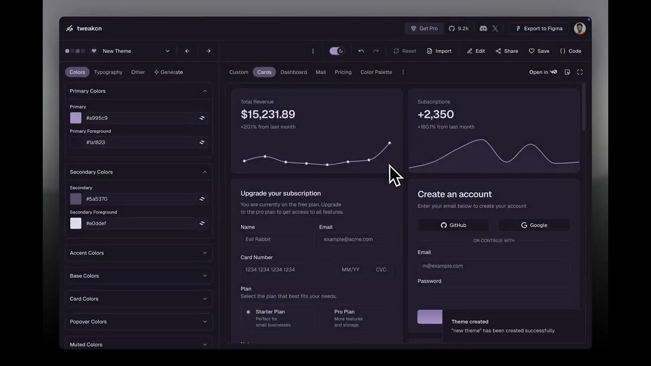 How to get a tweakcn theme URL
