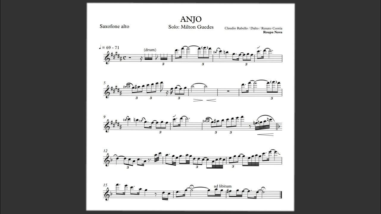 PLAYBACK SOLO SAXOFONE 🎷 ANJO ROUPA NOVA / Com partitura YouTube PLAYBACK SOLO SAXOFONE 🎷 ANJO ROUPA NOVA / Com partitura YouTube