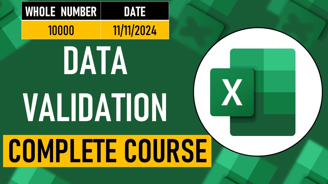 Data Validation in Microsoft Excel - Complete Course - YouTube