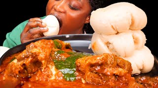 Asmr mukbang🍛fufu, croaker fried fish ,EWEDU draw soup, Meat, EATING SOUND.