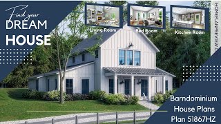 Celebrity Rustic Elegance Barndominium Retreat with Loft and Stunning Great Room Views  - Plan 51867HZ Profile