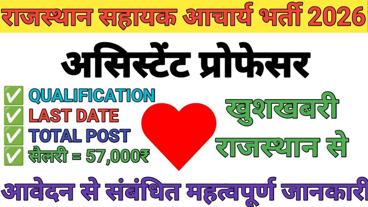 RAJASTHAN ASSISTANT PROFESSOR REQUIREMENT 2026 | RAJASTHAN CENTRAL UNIVERSITY ASSISTANT PROF. BHARTI