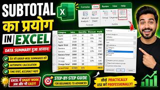 How to use Subtotal in Excel. #subtotal #excel #exceltutorial #msExcel #uppolice #upconstable
