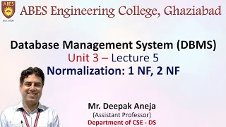 Lecture 5 (Unit 3) || Normalization: 1 NF and 2 NF || Database Management System (DBMS)