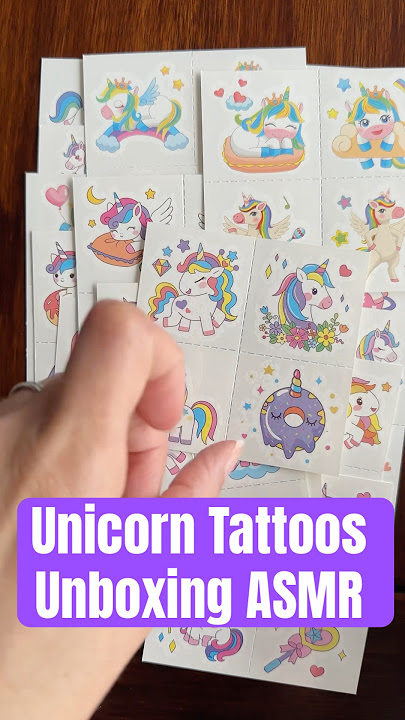 Unicorn Temporary Tattoo Unboxing ASMR🦄 #unicorns #temporarytattoo #shorts