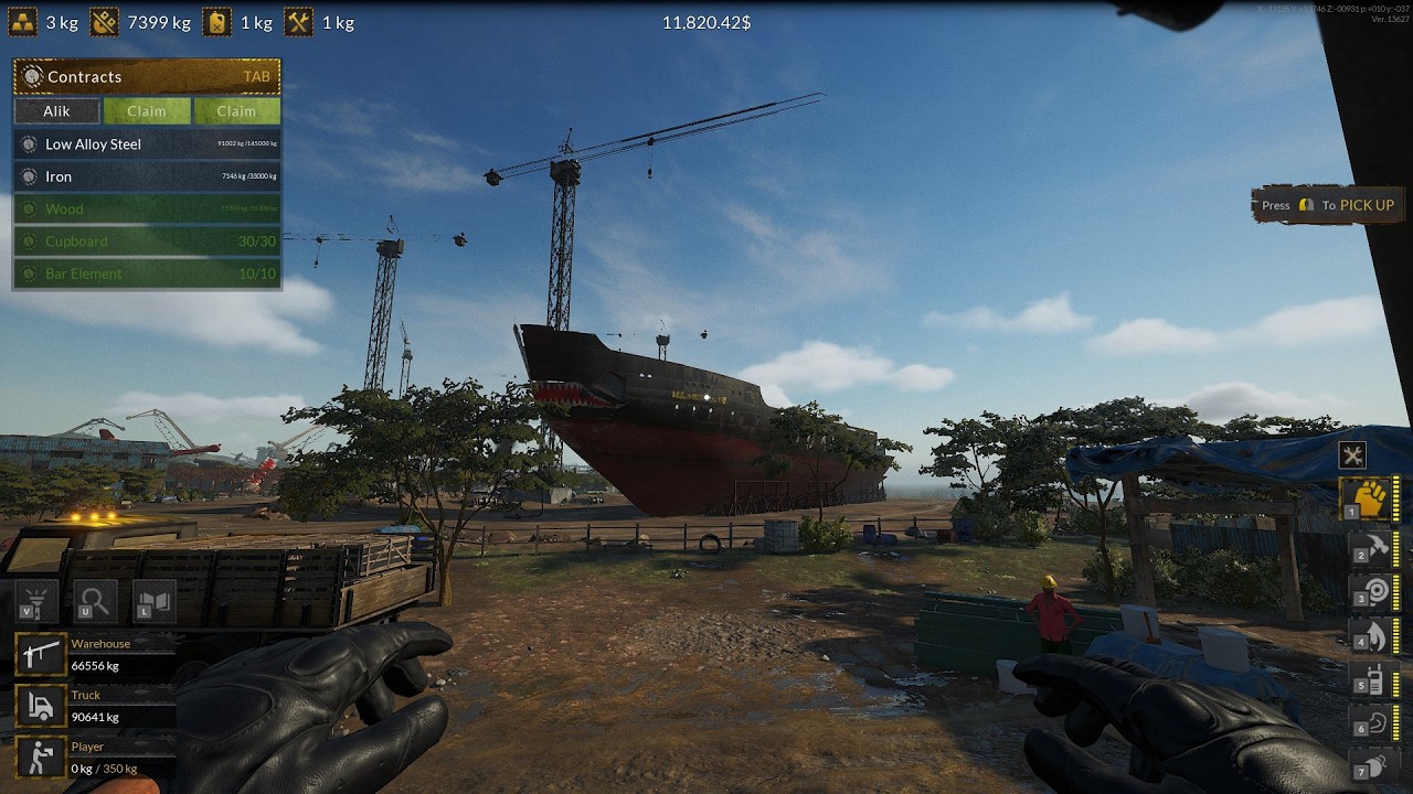 Pobeda ship and her big goodies of iron