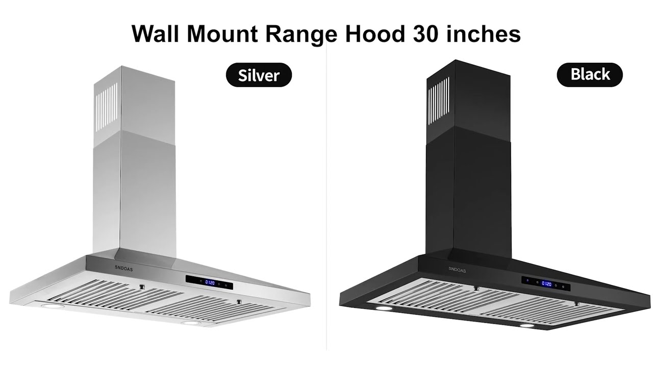 Tieasy Black Range Hood 24 inch / 30 inch / 36 inch Wall Mount