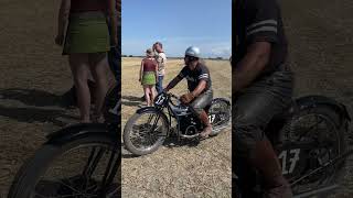 Vintage Douglas Speedway Motorcycle Storms Across the Fields of Belgium