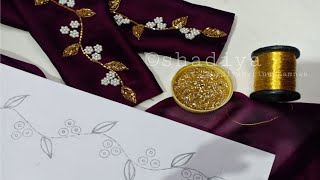 Beautiful simple beadwork embroidery for blouse kurti sleeves| beadwork  with normal needle
