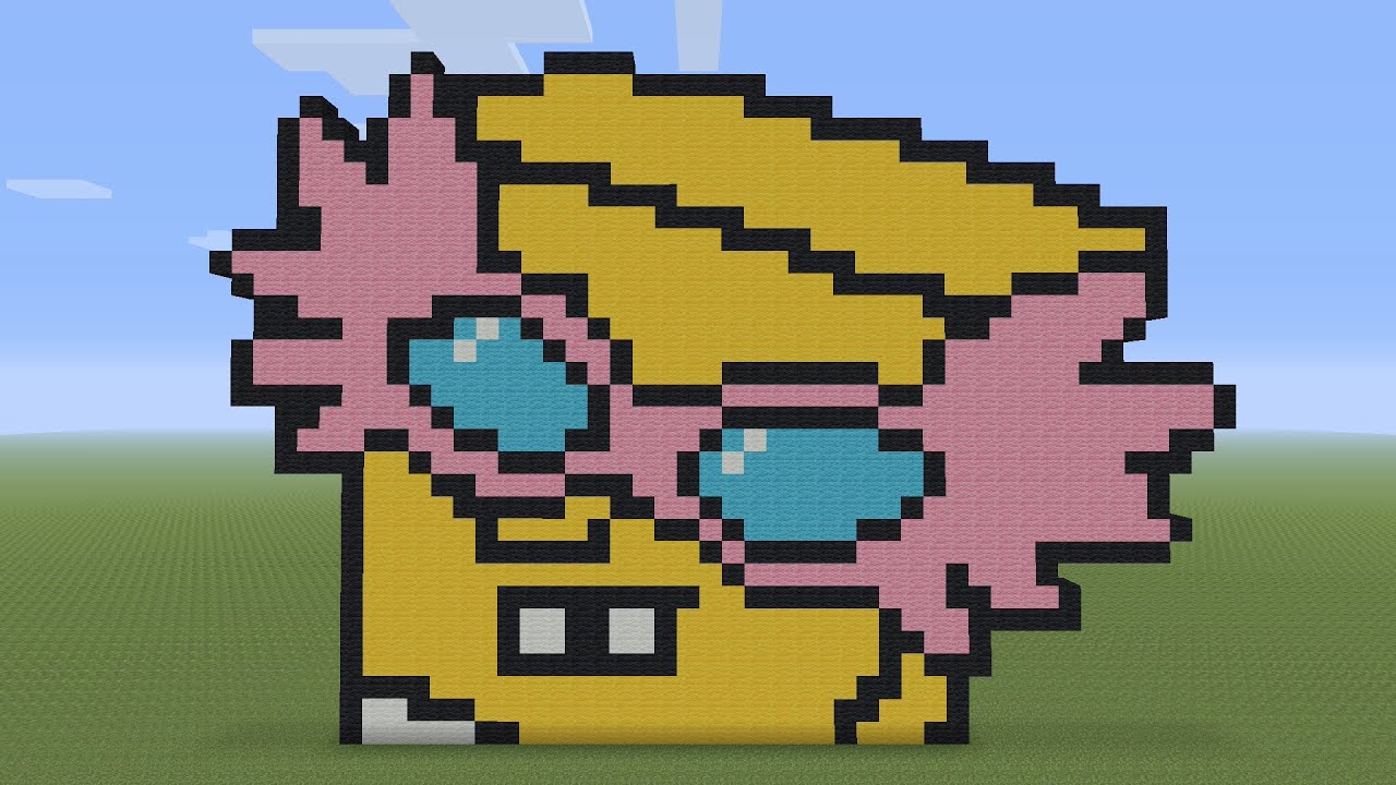 minecraft pixel art grid spongebob