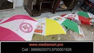 Political Party Logo Printed Umbrellas in Akiveedu India for Election Advertising Campaigns