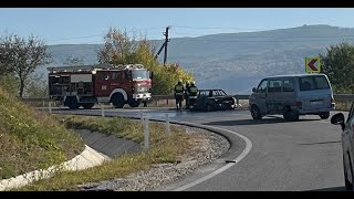 14.10.2023 - Accident  violent pe traseul R1 Ungheni – Chișinău. Un autoturism a ars în totalitate