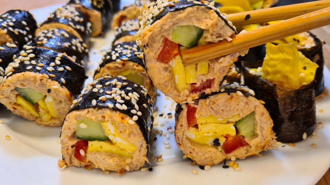 Tuna Kimbap Healthy Kimbap Recipe High Protein Kimbap kersteen