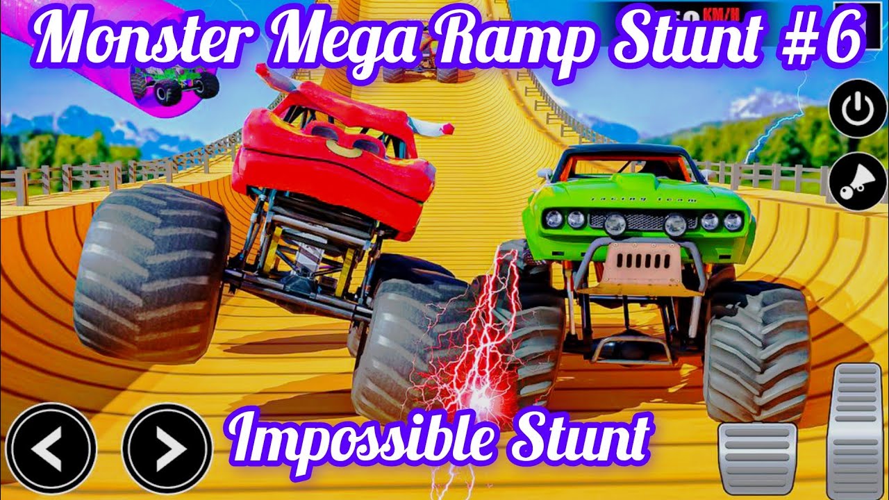 Monster Truck Mega Ramp Stunt #6 - Impossible Mega Ramp Challenge ...