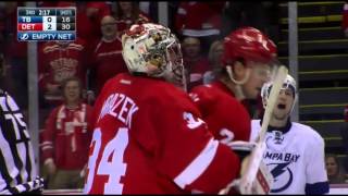 Hockey IQ - Petr Mrazek helps save Brendan Smith from taking a penalty