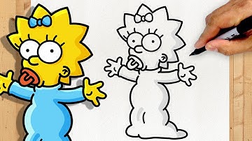 COMO DESENHAR A MAGGIE SIMPSON | Corpo Inteiro | Bebê dos Simpsons | Passo a Passo Simples e Fácil