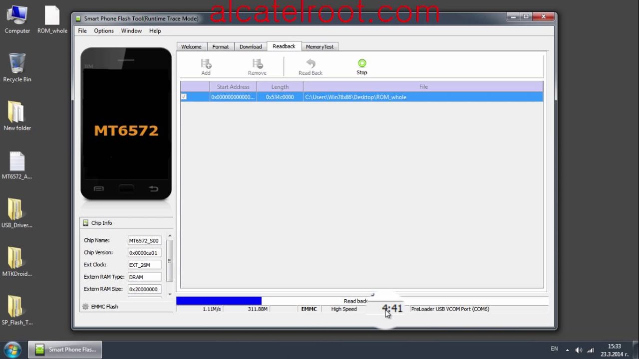 Backup Stock ROM with SP Flash Tool and split with MTK Droid Tools - Alcatel Idol mini 6012
