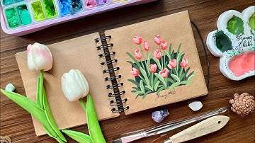 Hướng dẫn vẽ hoa Tulip với màu Gouache - Học vẽ Mỗi ngày cùng Picassia