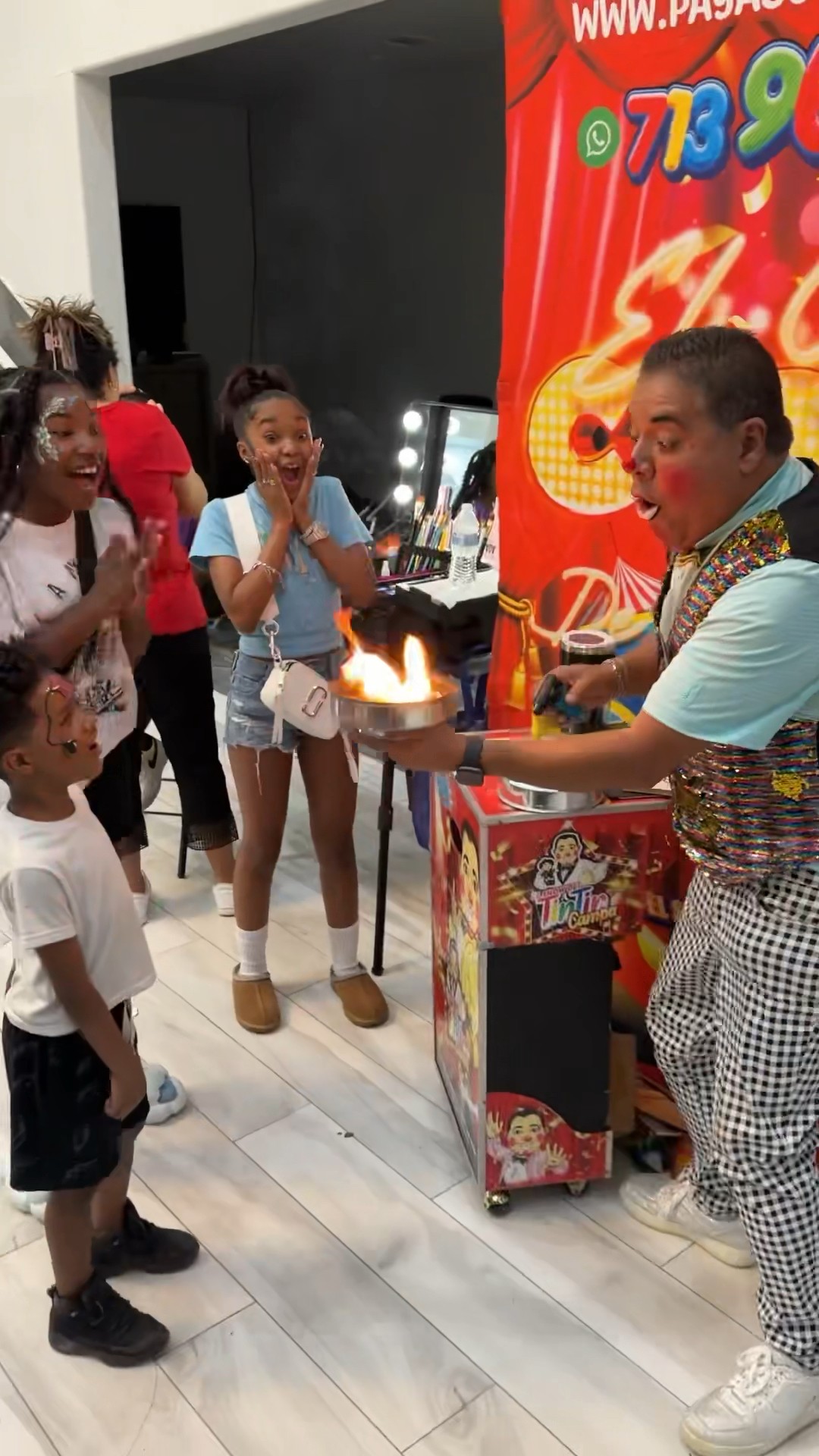 Clown does magic trick with fire #shorts