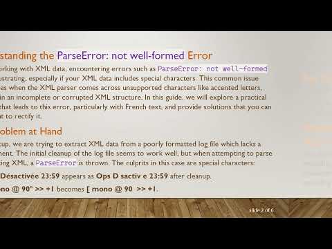 Solving the ParseError: not well-formed Issue in XML Data Due to Special Characters