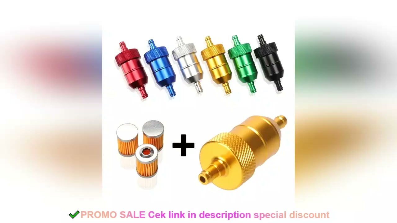 8mm CNC Aluminum Gasoline Cleaner +3/5 Pieces Reusable Cleanable Fuel Filter Motorcycle ATV Quad Inl