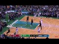 Lebron james tried to steal the ball from jason tatum but he lands on the celtics fans