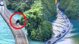 The Most Dangerous Floating Bridge Cars Driving On Water Amazing Chinese Architecture