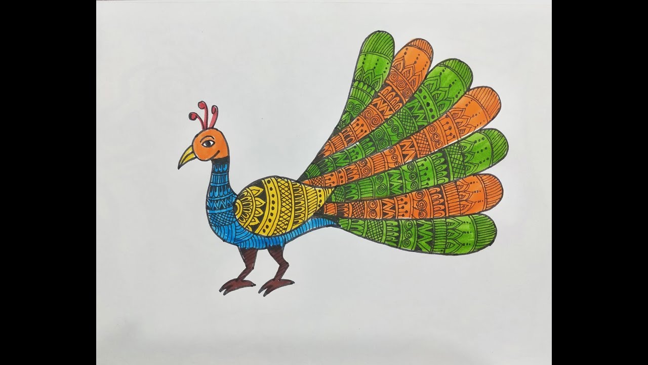 Madhubani Peacock Painting | Easy Step-by-Step Tutorial for Beginners # Shailly Singh