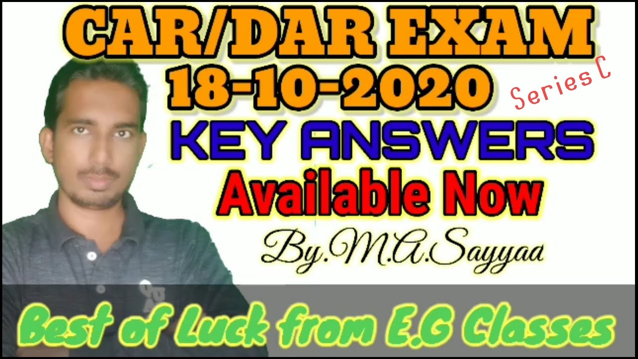 CAR/DAR 2020 KEY ANSWERS.CAR/DAR exam Key answers 2020, CAR/DAR exam series C key answers.
