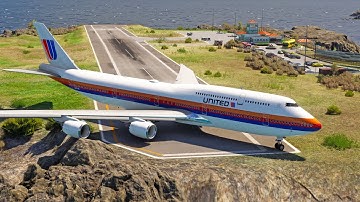 Impossible Takeoff! Boeing 747 United Airlines Takes Off from a Short Runway!