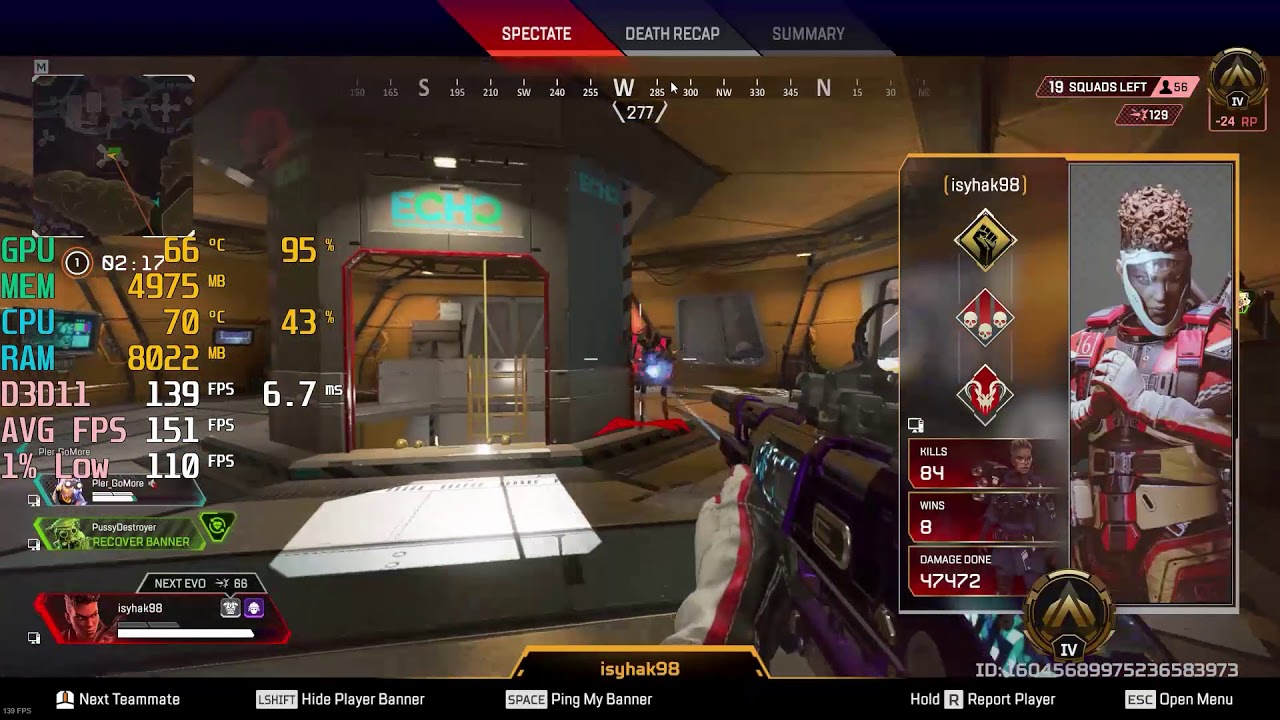 Apex Legends - RTX 3060 + i5 10400F - 1080p Max & Low Settings