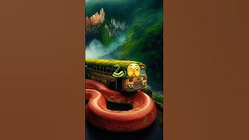 Nature Adventure | orange phyton and bus video #shortvideo #art #nature #phyton #animation #aiart